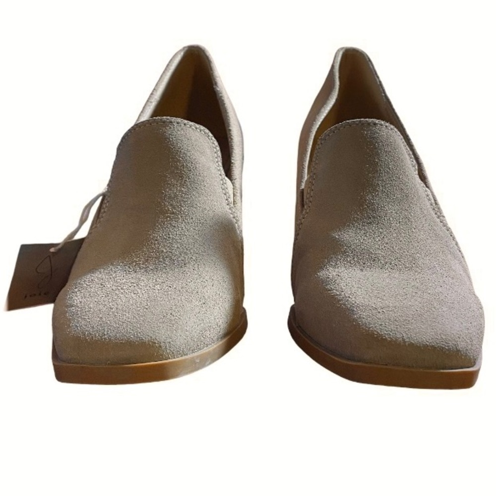 Joie Heeled Loafers Suede Square Toe Block Heel Tan Cushion Insole Womens Size 8 - Picture 8 of 13